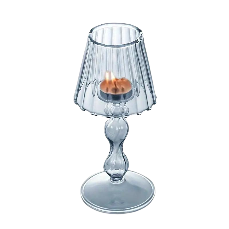 Glass Candle Dining Table Lamp Blue Prettyhomestyle 6067