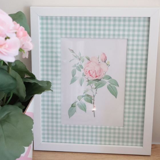Botanical Prints with gingham frame