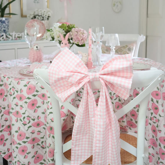 Fabric Decorative Bow Pink Gingham