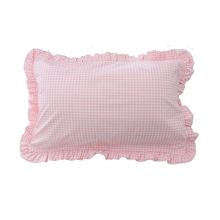  Pink gingham frilly pillowcase