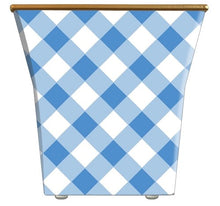  Blue and white gingham cachepot 