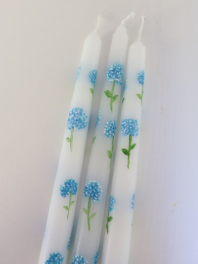 Hydrangea Hand Painted Candle