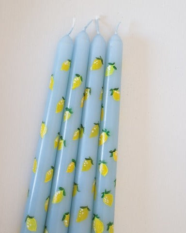Lemons hand painted candles