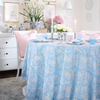 Anna blue Block Printed round Tablecloth