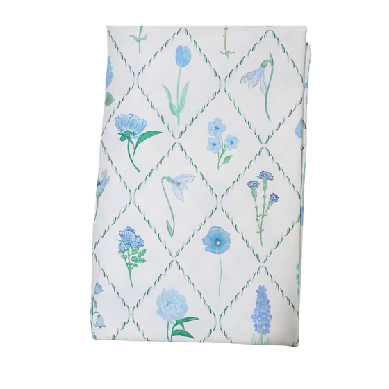 Blue Floral Tablecloth