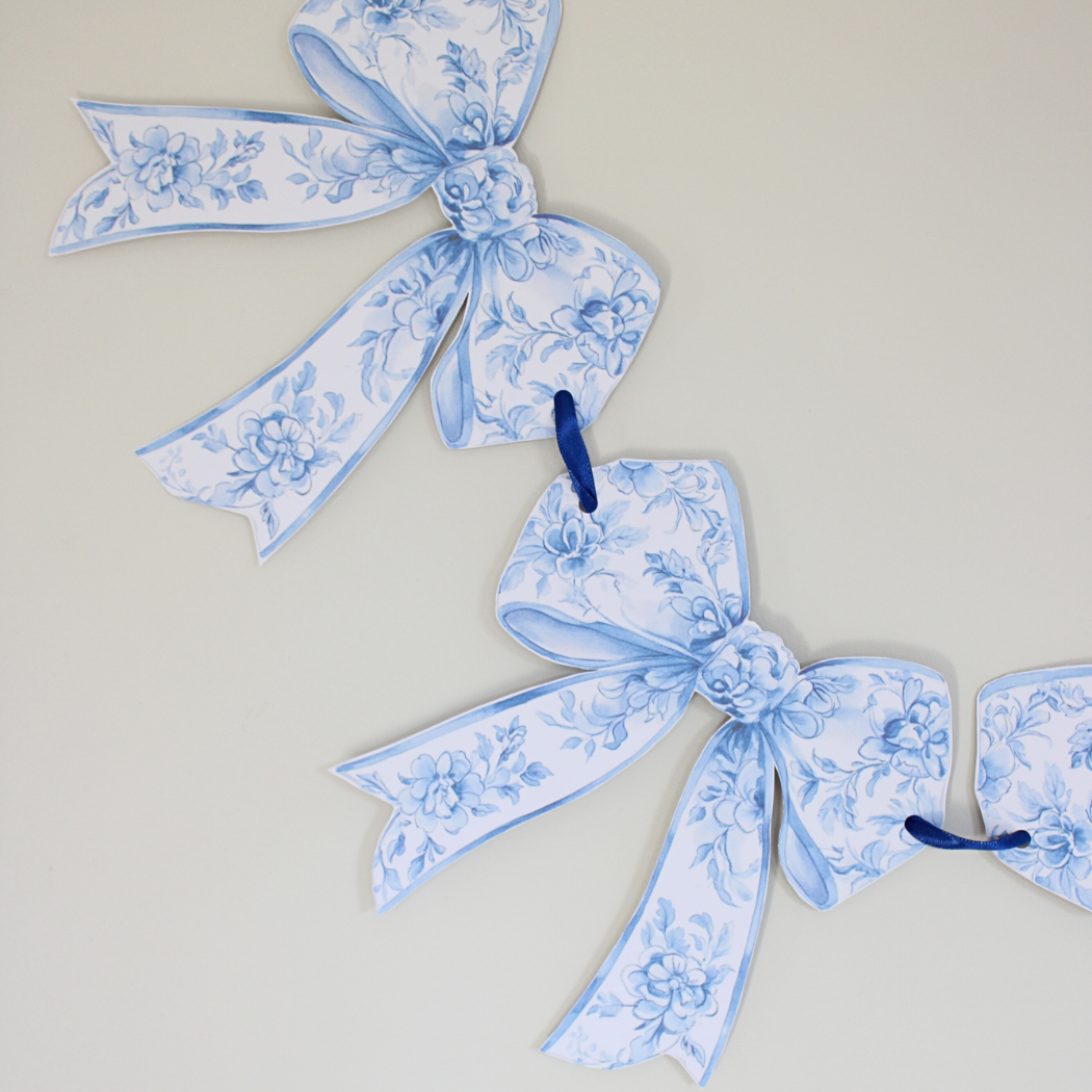 Chinoiserie blue bow Paper Garland