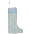 Christmas stocking gingham green and blue trim