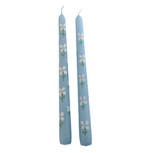  Daisy blue hand painted candle