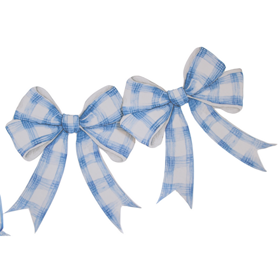Gingham blue bow Paper Garland
