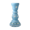 Hand Painted Wooden Candlestick Holder light blue