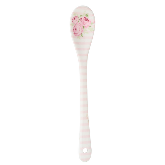 Pink stripe and floral dessert spoon