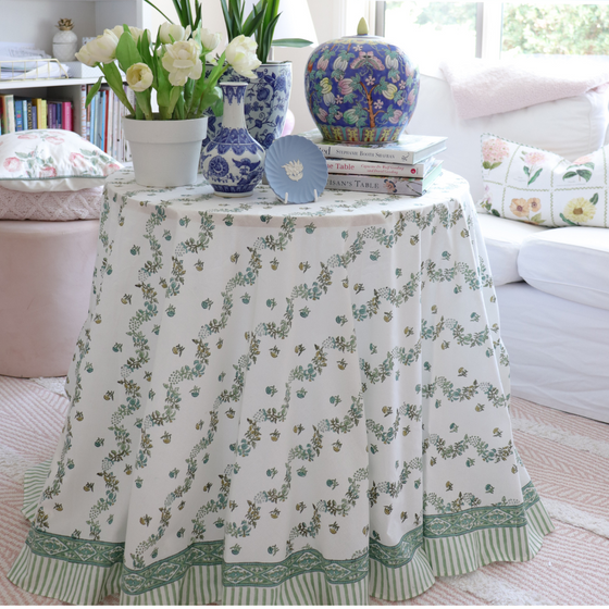 Trellis Green Tablecloth