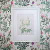 Vintage Botanical Framed Canvas Print White Frame with white rose