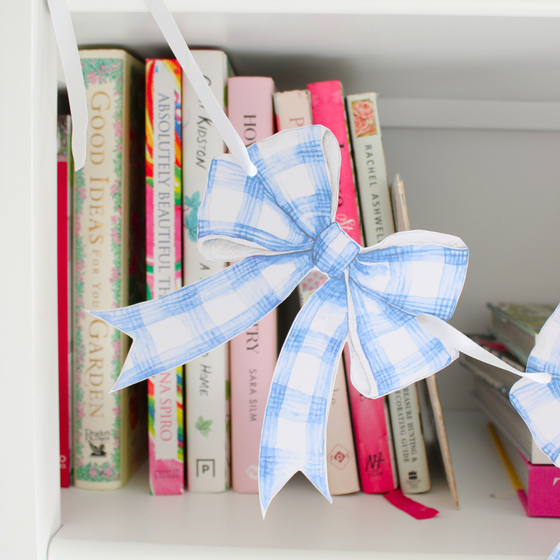 Gingham blue bow Paper Garland