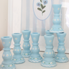 Hand Painted Wooden Candlestick Holder light blue
