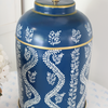 Hand Painted Lamp Base Navy and White