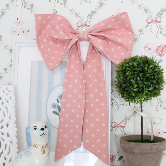 Pink polka dot House Bow