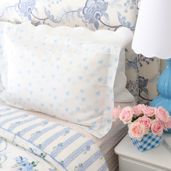 Pillowcase Baby blue hearts