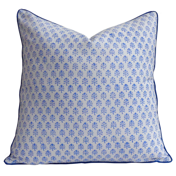 Block Printed Cushion Cover Blue and white