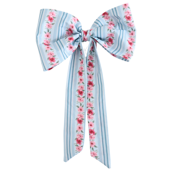 Vintage House Bow blue stripe rose