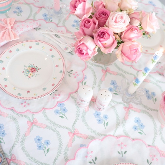 Blue and green coquette Tablecloth