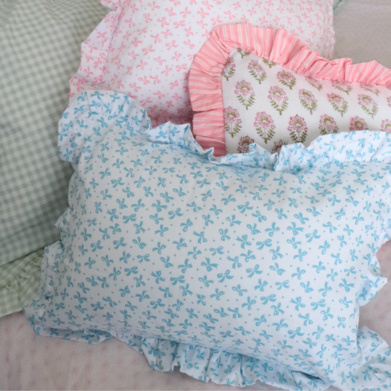 Boudoir Pillow cover Blue Bow
