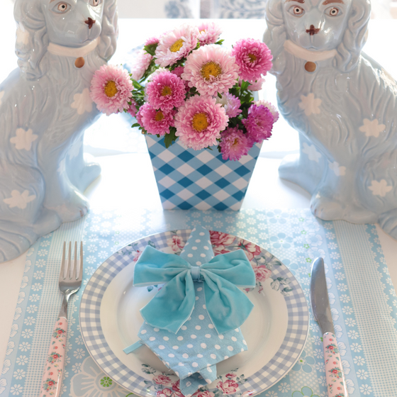 Blue and white Gingham Cachepot