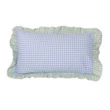  blue gingham frilled cushion cover
