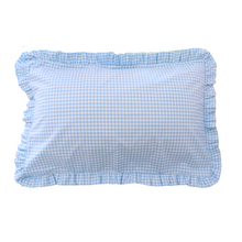  Blue gingham frilly pillowcase