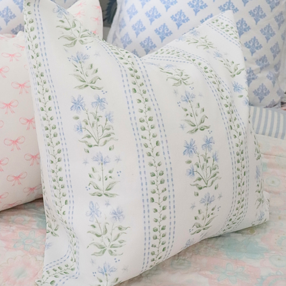Blue and Green trellis cushion cover