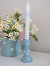 Hand Painted Wooden Candlestick Holders Duck egg blue.