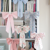 Vintage House Bow blue stripe rose