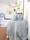 Blue Block Printed Round Tablecloth
