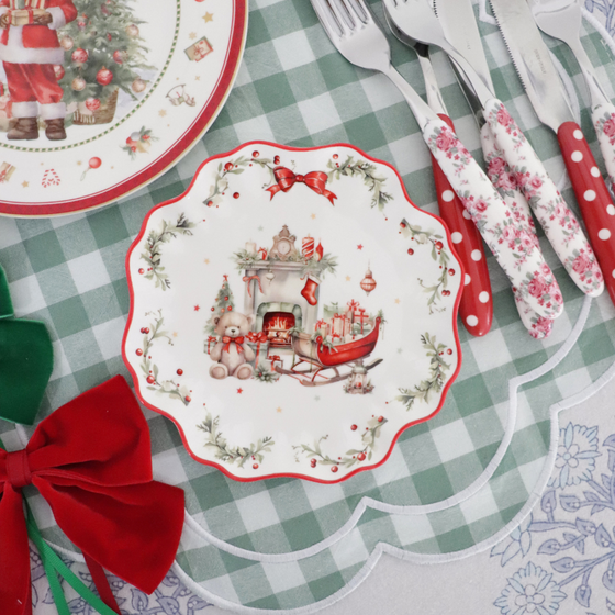 Cutlery set red and white polka dot