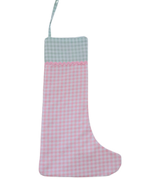  christmas stocking gingham pink and green trim