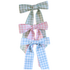 Christmas Stocking Gingham Green and Blue Trim with Bow