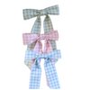 Christmas Stocking Gingham Blue and Green Trim with Bow