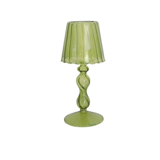 Glass Candle Dining Table Lamp Green