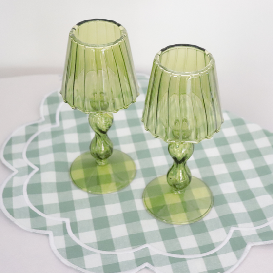 Glass Candle Dining Table Lamp Green