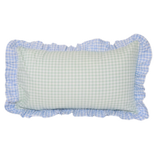  green gingham frilled cushion cover