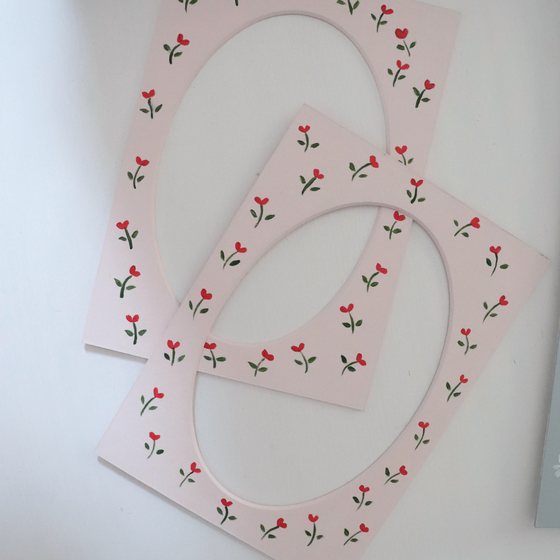 Hand painted floral mat for frame