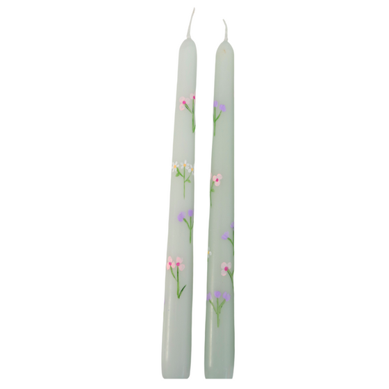 Spring Forest flowers Hand painted Candle