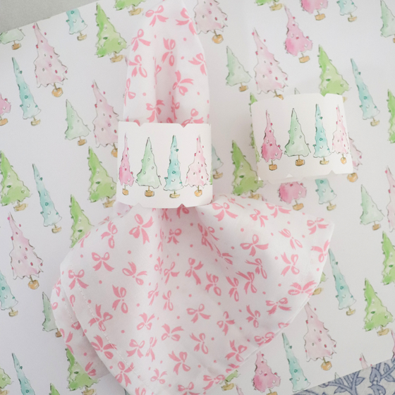 Pastel Christmas Trees Paper napkin ring