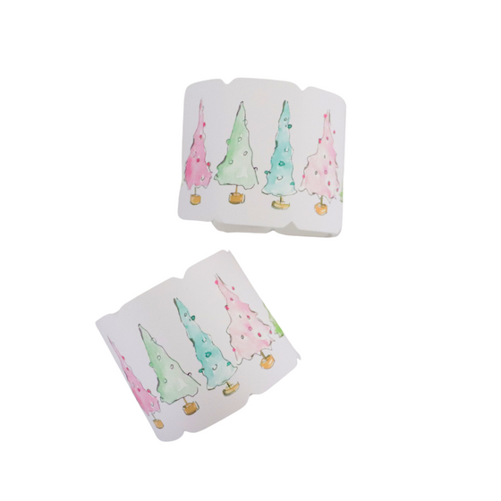 Pastel Christmas Trees Paper napkin ring