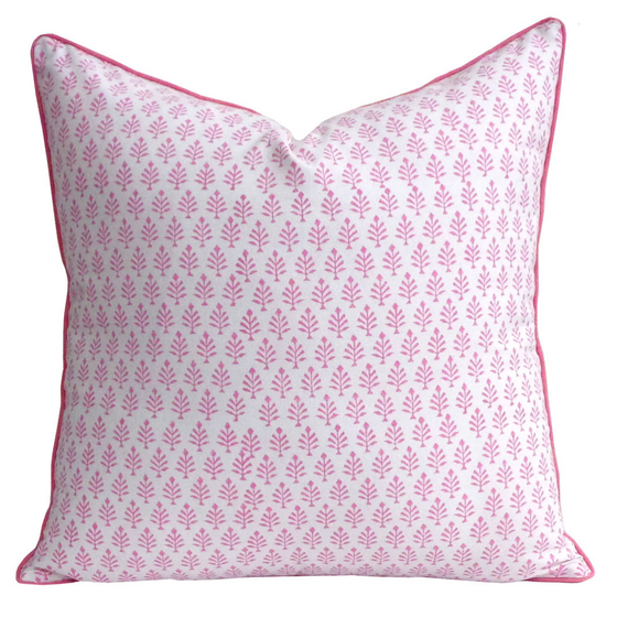 Block Printed Cushion Cover Pastel Pink