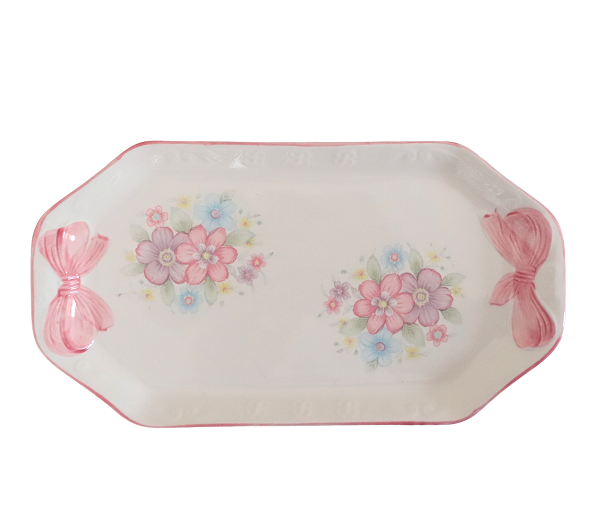 pink bow serving tray