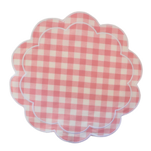  Gingham Scalloped Placemat Pink ( set of two)