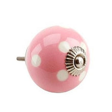  Ceramic drawer knob pink polka dot