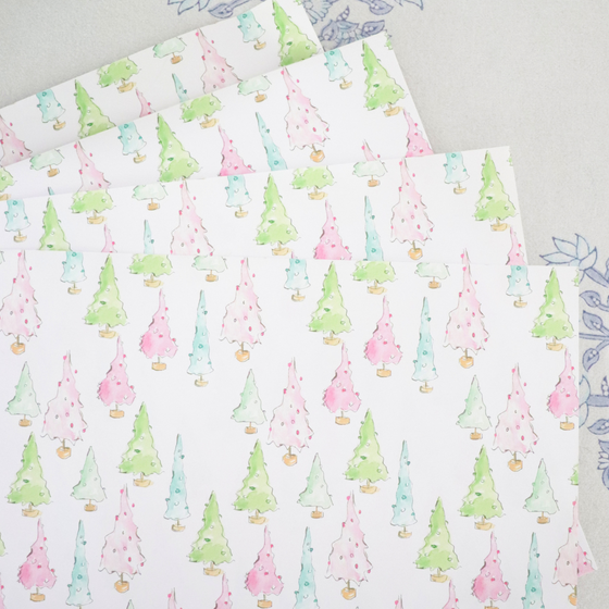 Pastel Holiday Trees Placemats Set