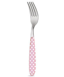  stainless steel fork pink polka dot